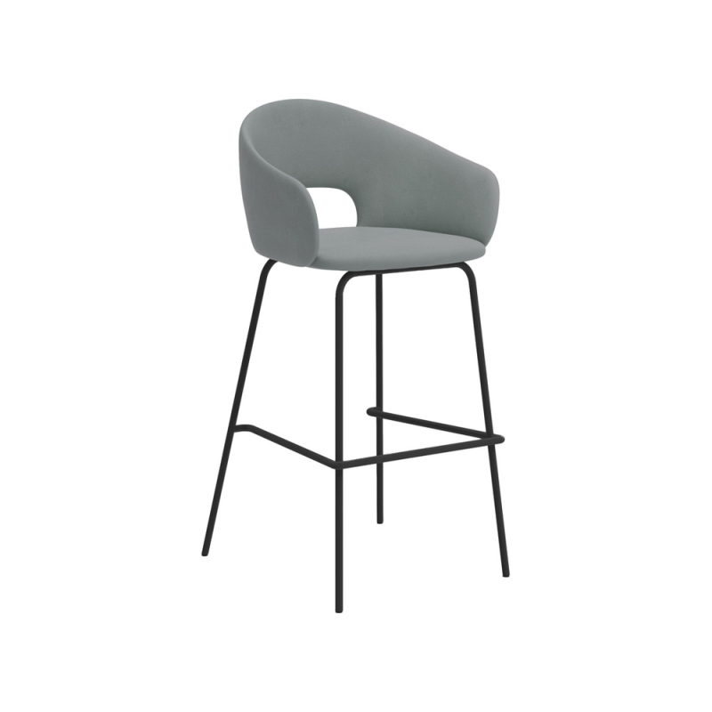 Butaca rocada avon-g con base de taburete color negro tapizado gris 46x46x100 cm