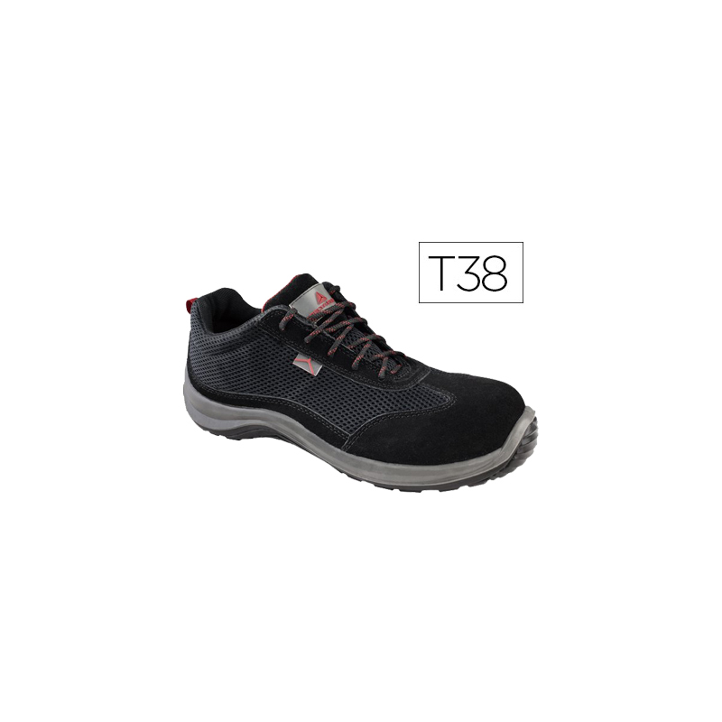 Zapatos de seguridad deltaplus asti piel de serraje afelpado suela de composite negro talla 38
