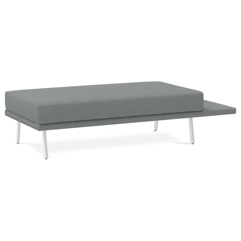 Modulo rocada ural-d rectangular largo sin saliente con saliente tapizado gris 172x74x39 cm
