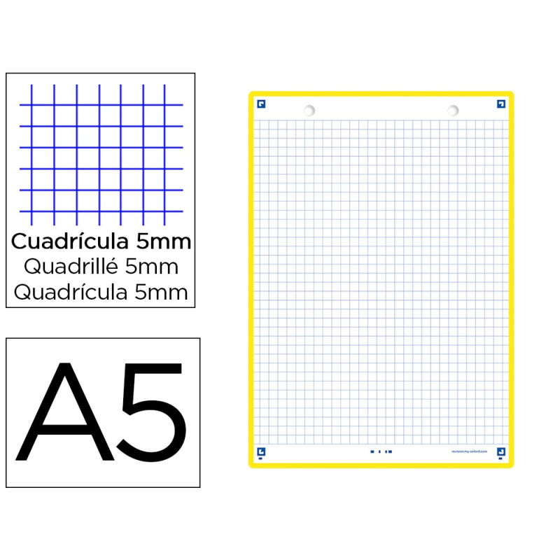 Ficha de revision oxford flashcards 2.0 148x210 mm 250 g cuadricula 5mm color amarillo paquete de 30