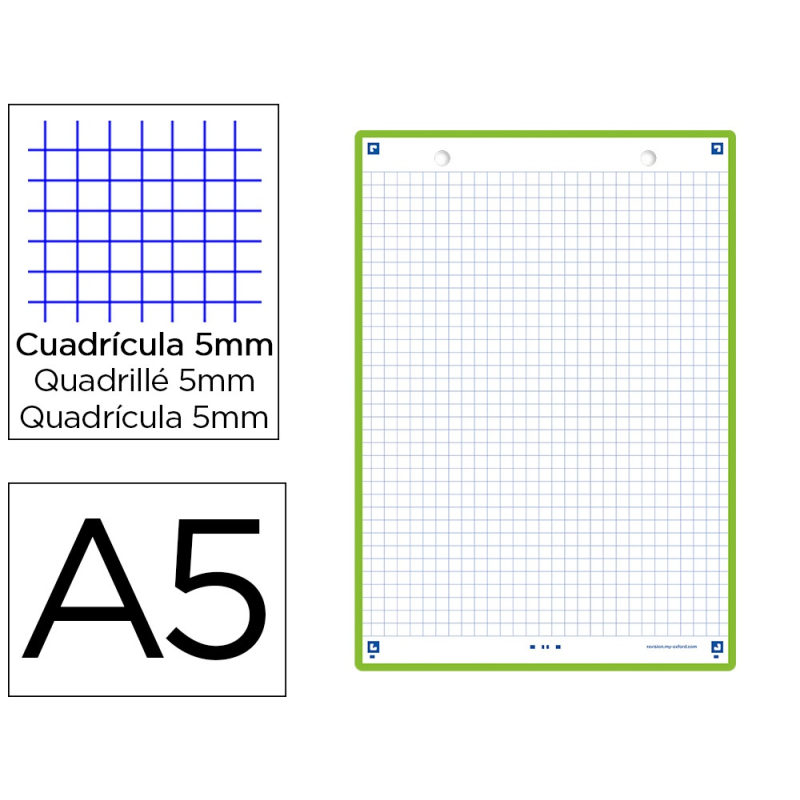 Ficha de revision oxford flashcards 2.0 148x210 mm 250 g cuadricula 5mm color verde menta paquete de 30 unidades