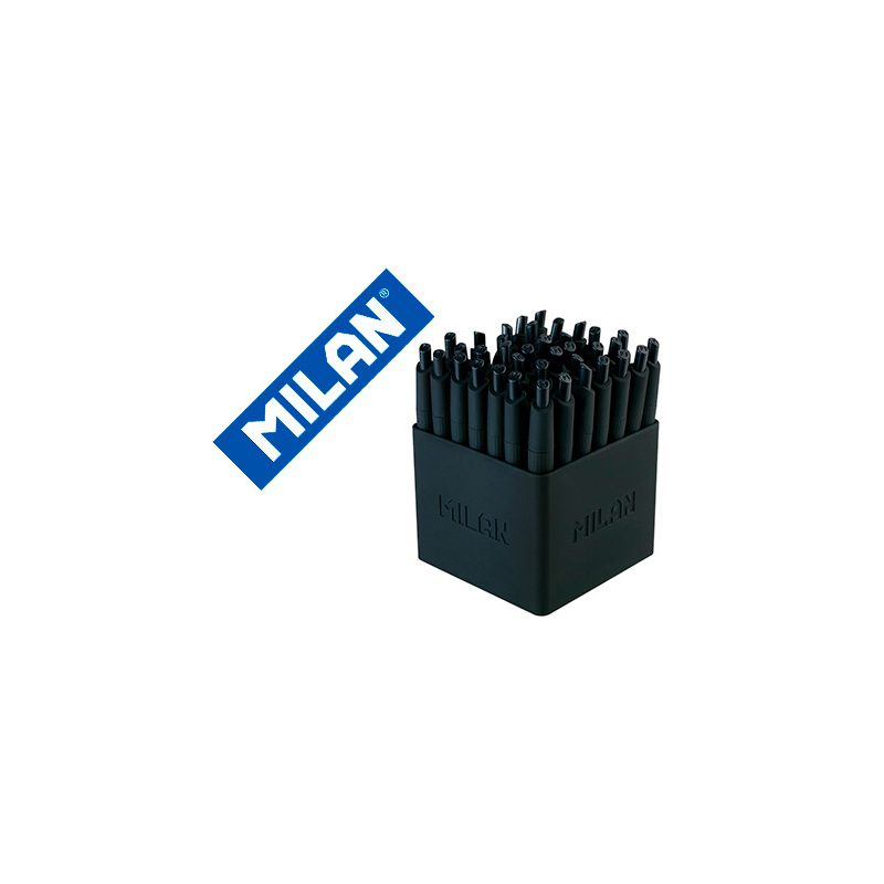 Boligrafo milan p1 retractil 1 mm touch mini negro expositor de 40 unidades