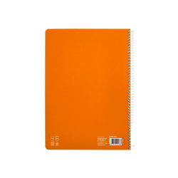 Cuaderno espiral liderpapel a4 pautaguia tapa dura 80h 90 gr cuadro pautado 3mm color naranja