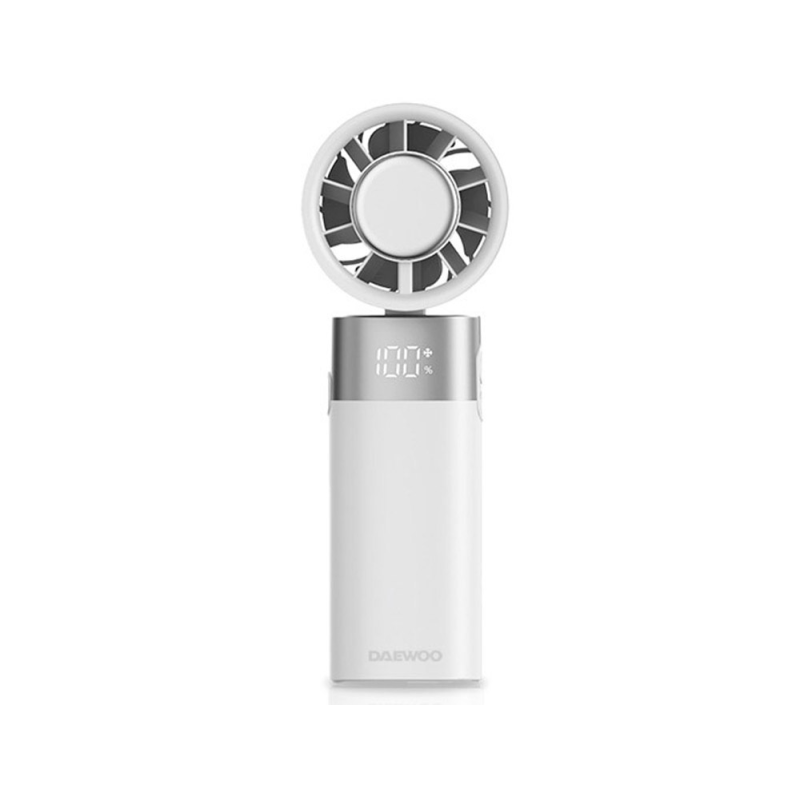 Ventilador de mano daewoo high power 10w 80 velocidades recargable color blanco