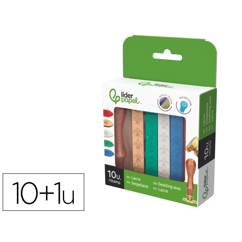 Lacre liderpapel con sello de carta juego de 10 barras colores surtidos