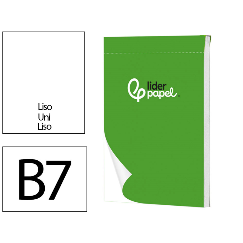 Bloc notas liderpapel liso b7 80 hojas 60g/m2 perforado