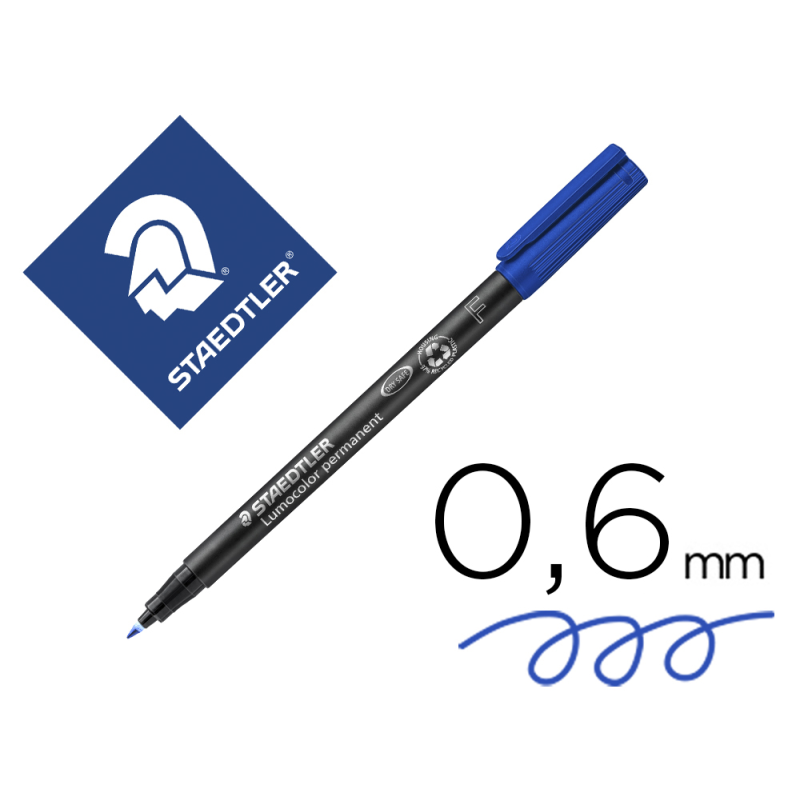 Rotulador staedtler lumocolor retroproyeccion punta de fibrapermanente 318-3 azul punta fina redonda 0.6 mm