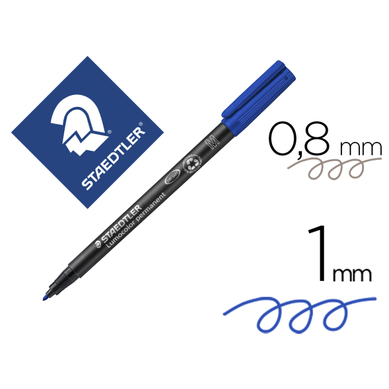 Rotulador staedtler lumocolor retroproyeccion punta de fibrapermanente 317-3 azul punta media redonda 0.8-1 mm