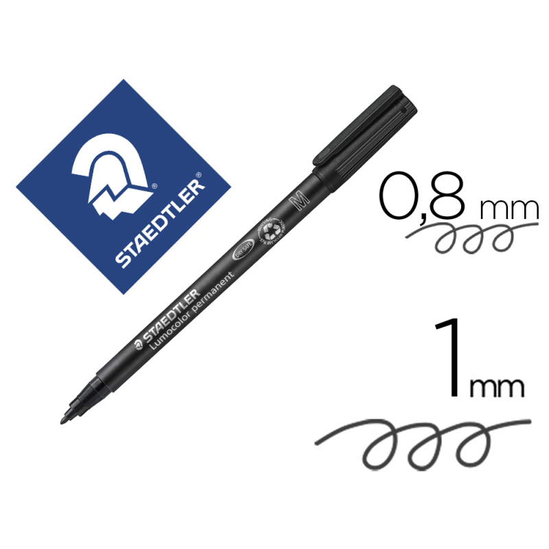 Rotulador staedtler lumocolor retroproyeccion punta de fibrapermanente 317-9 negro punta media redonda 0.8-1 mm