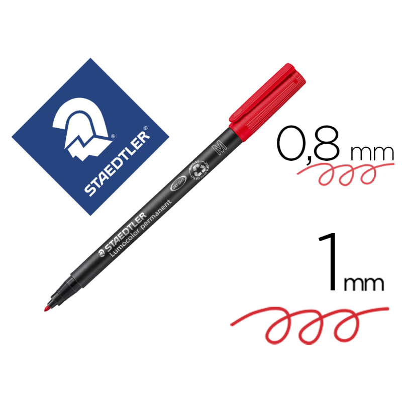 Rotulador staedtler lumocolor retroproyeccion punta de fibrapermanente 317-2 rojo punta media redonda 0.8-1 mm