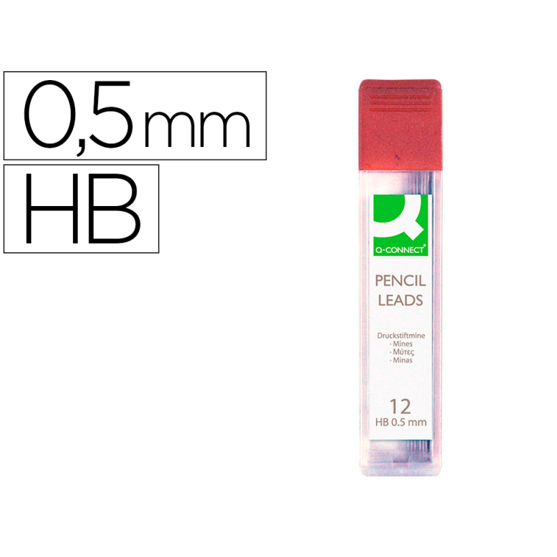 Minas q-connect grafito 0,5 mm hb estuche de 12 minas longitud 60 mm