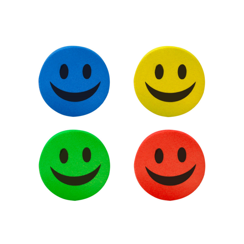 Borrador liderpapel pizarra blanca redondo 5 cm diametro magnetico cara smiley colores surtidos