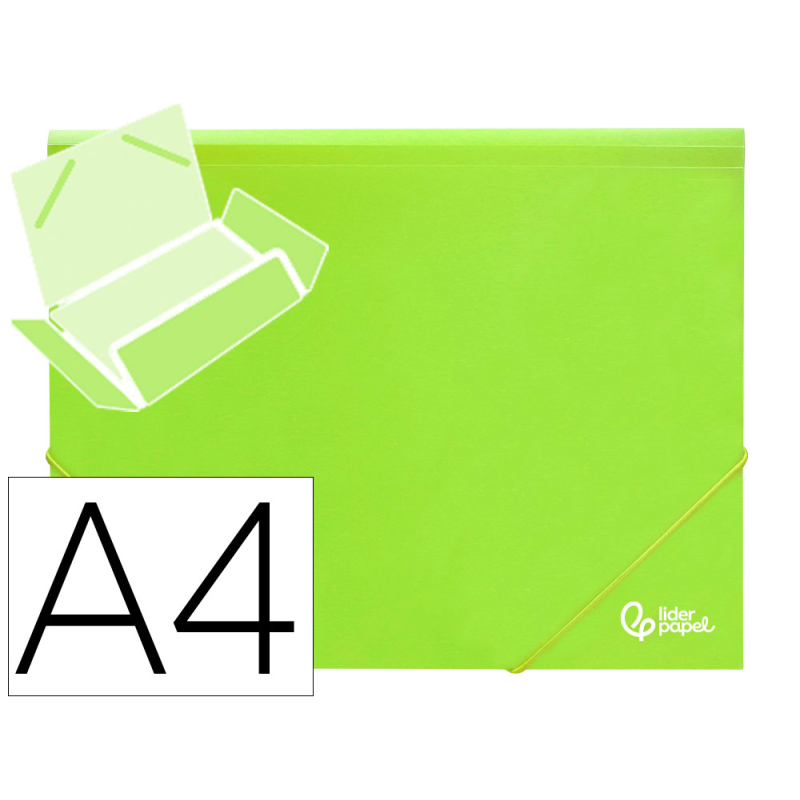 Carpeta liderpapel gomas solapas polipropileno din a4 amarillo fluor opaco