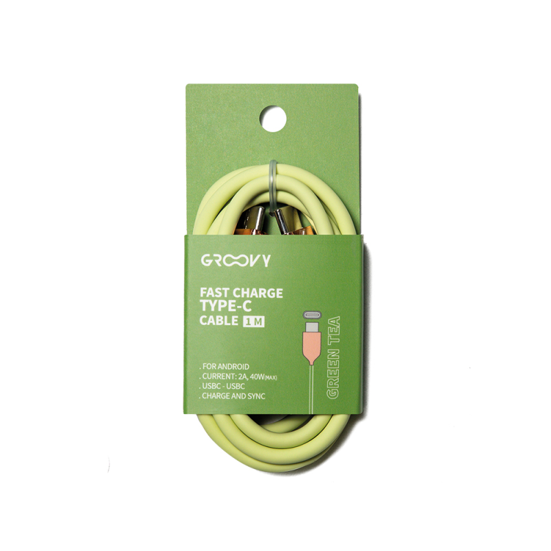 Cable groovy usb 2.0 a usb c apple lightning longitud 1 mt silicona color verde te