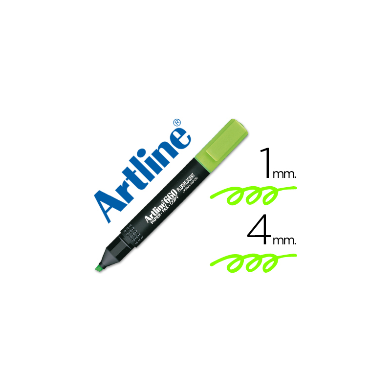 Rotulador artline fluorescente ek-660 verde punta biselada