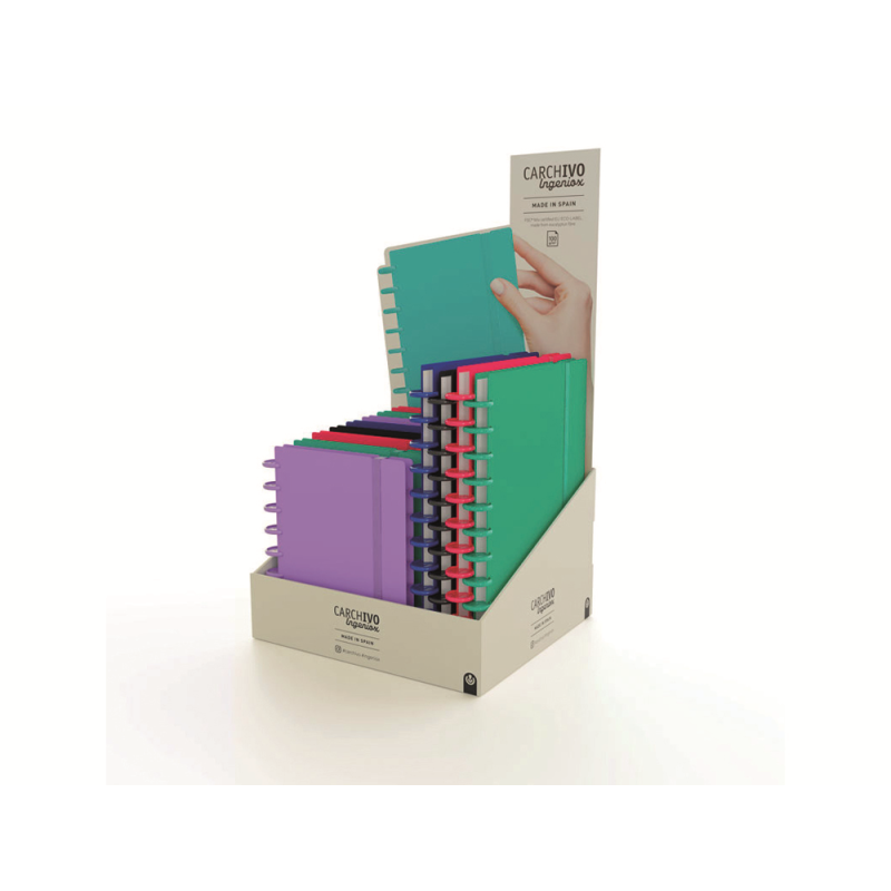 Cuaderno igeniox foam intenso horizontal expositor de 12 unidades surtidas