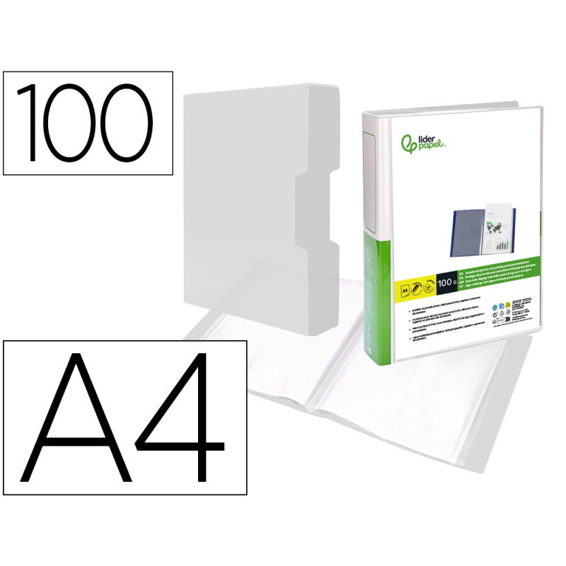 Carpeta liderpapel personaliza 100 fundas polipropilenodin a4 transparente con cajetin