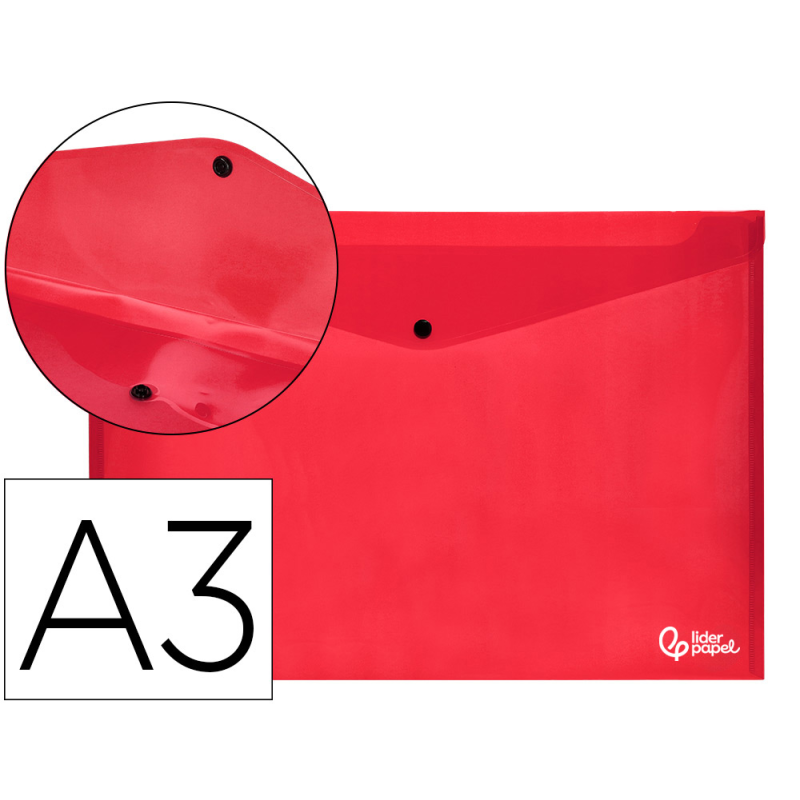 Carpeta liderpapel dossier broche 44243 polipropileno din a3 rojo translucido