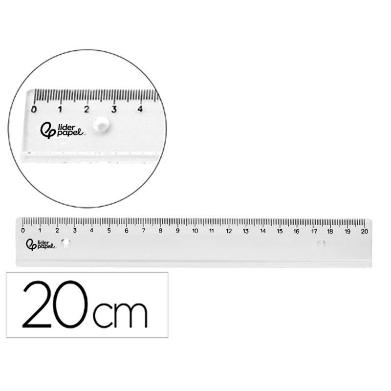 Regla liderpapel plastico irrompible transparente 20 cm