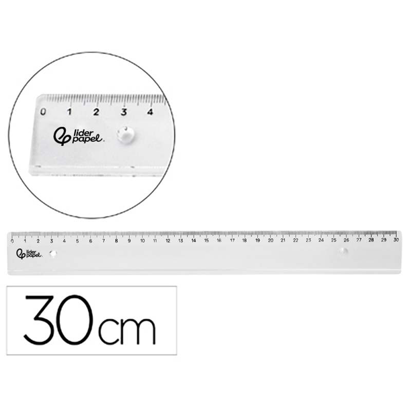 Regla liderpapel plastico irrompible transparente 30 cm