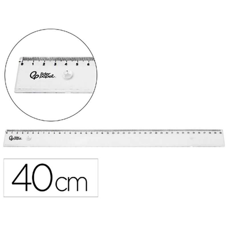 Regla liderpapel plastico irrompible transparente 40 cm