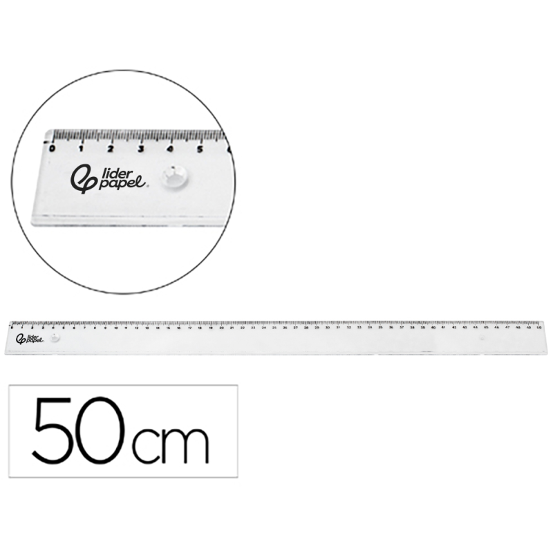 Regla liderpapel plastico irrompible transparente 50 cm