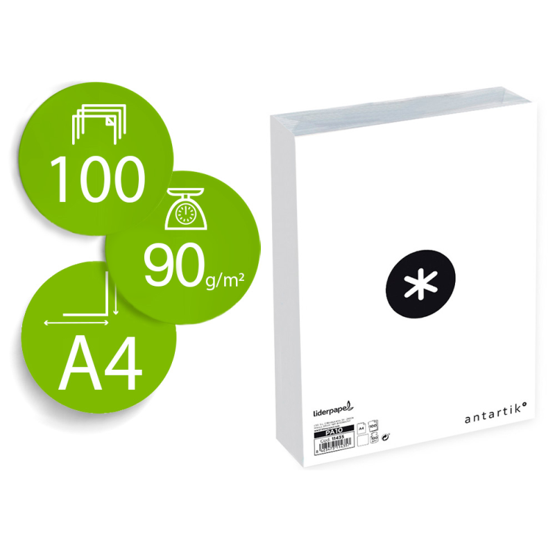 Papel antartik din a4 100g/m2 liso paquete de 100 hojas