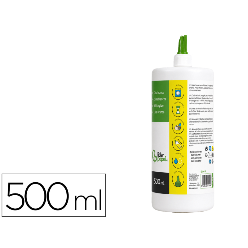 Pegamento cola blanca lavable liderpapel bote de 500 ml