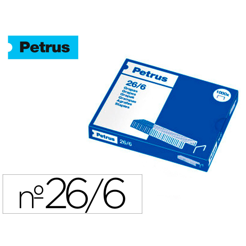 Grapas petrus nº 26/6 galvanizada caja de 1000 unidades