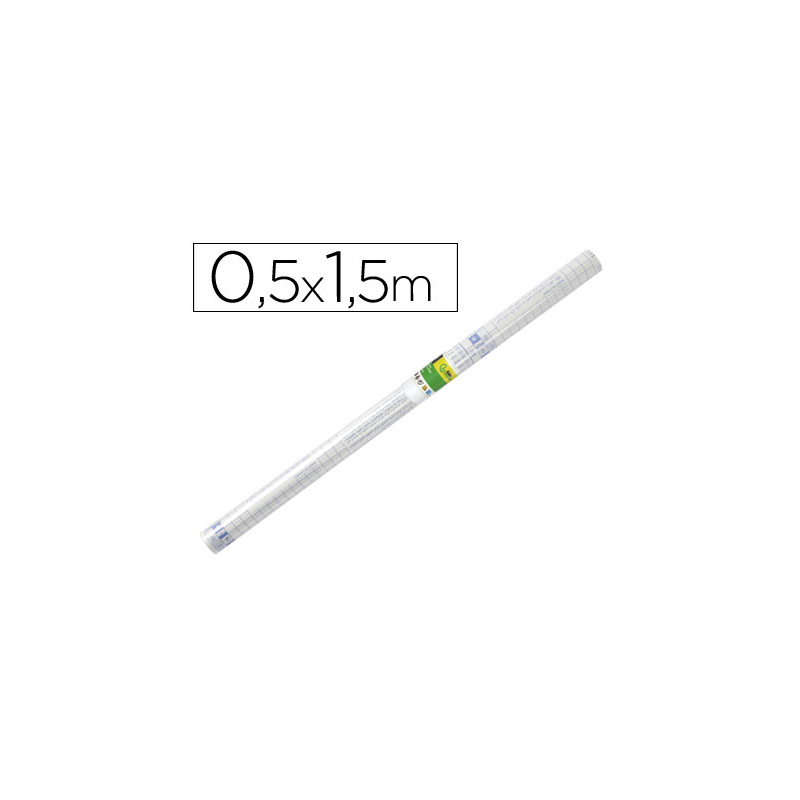 Rollo plastico adhesivo liderpapel 0.50x1.50 50 mc forralibros removible