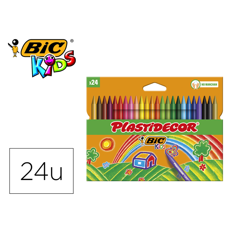 Lapices cera plastidecor caja de 24 colores surtidos