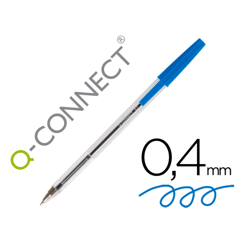 Boligrafo transparente q-connect azul medio kf26039