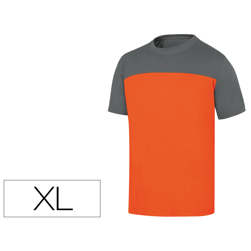 Camiseta de algodon deltaplus color gris/naranja talla xl