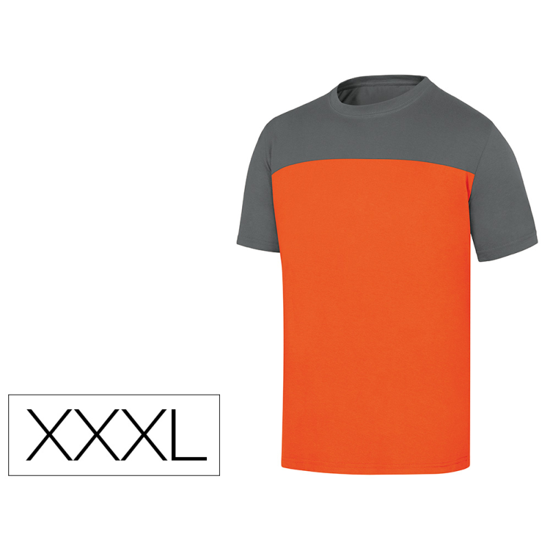 Camiseta de algodon deltaplus color gris/naranja talla 3xl