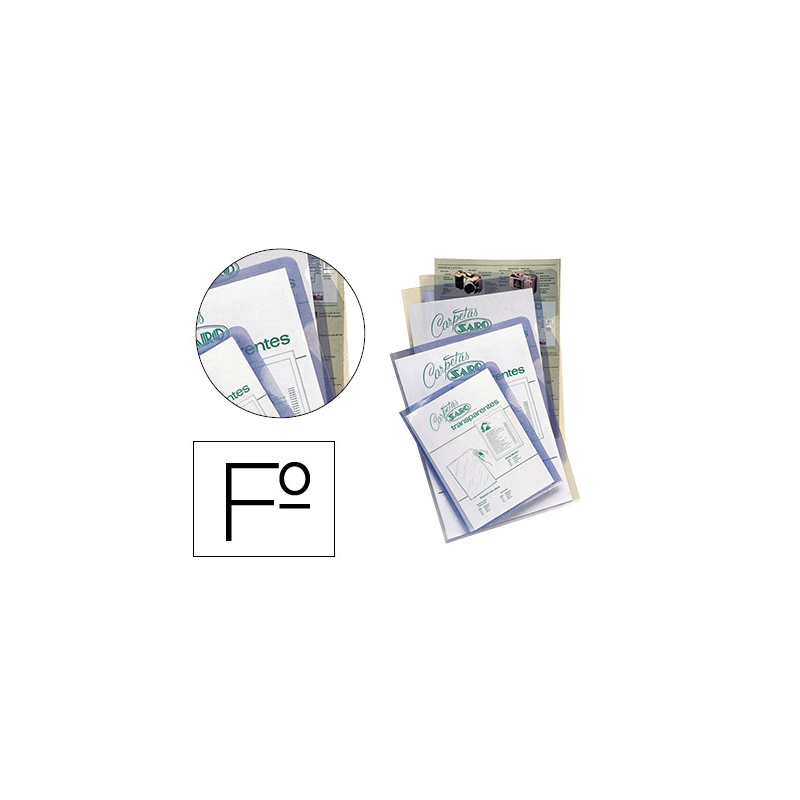 Carpeta dossier uñero saro pvc folio 280 mc transparente