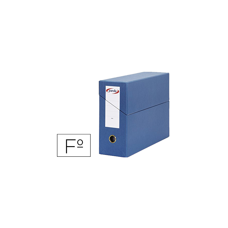 Caja transferencia pardo folio forrado extra doble lomo 80 mm estuche interior con tarjetero azul