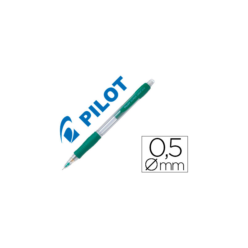 Portaminas pilot super grip verde 0,5 mm sujecion de caucho