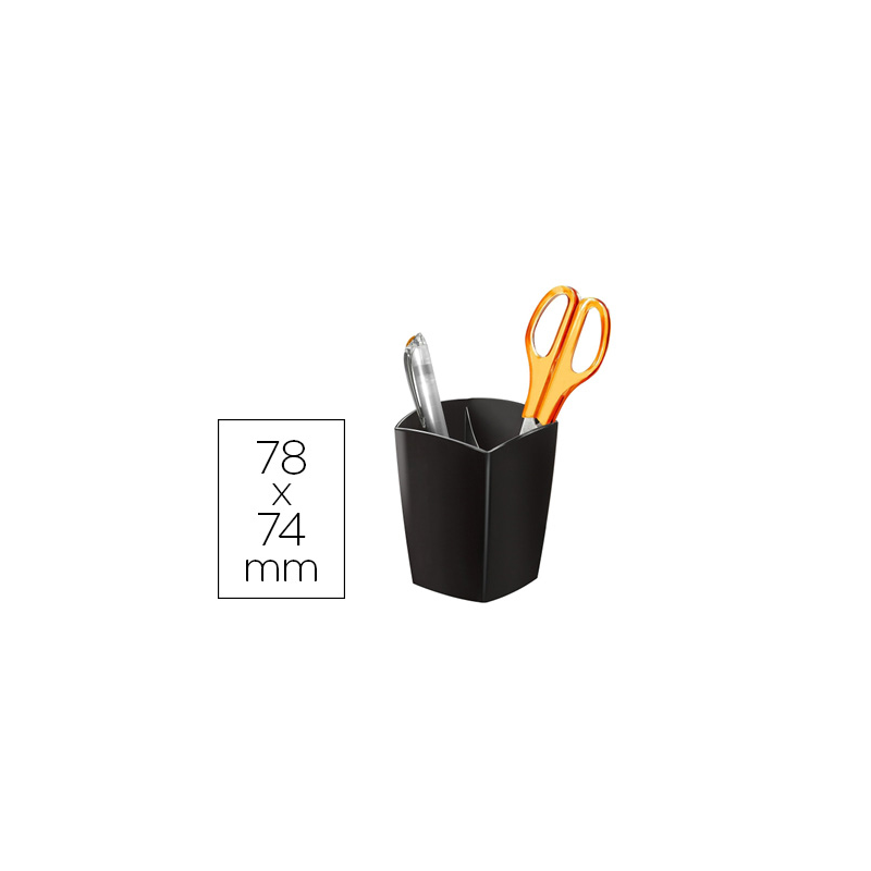 Cubilete portalapices cep negro opaco plastico magnetico 78x74x95 mm