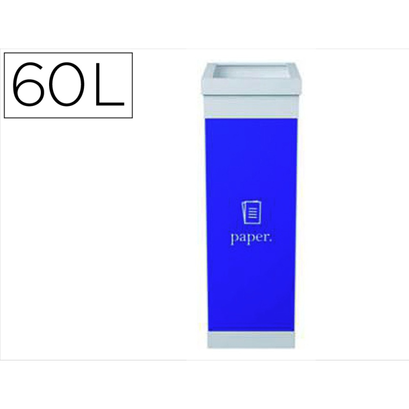 Contenedor papelera reciclaje paperflow con tapa poliestireno para papeles 60 l 76x36,3x26,3 cm