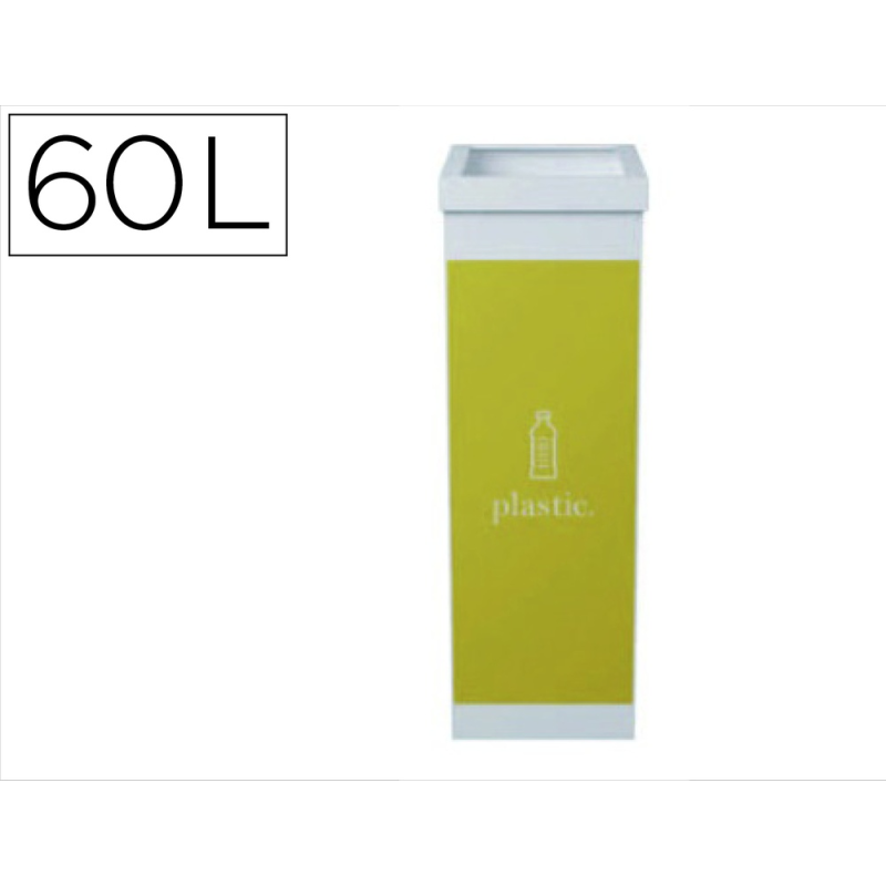 Contenedor papelera reciclaje paperflow con tapa poliestireno para plasticos 60 l 76x36,3x26,3 cm