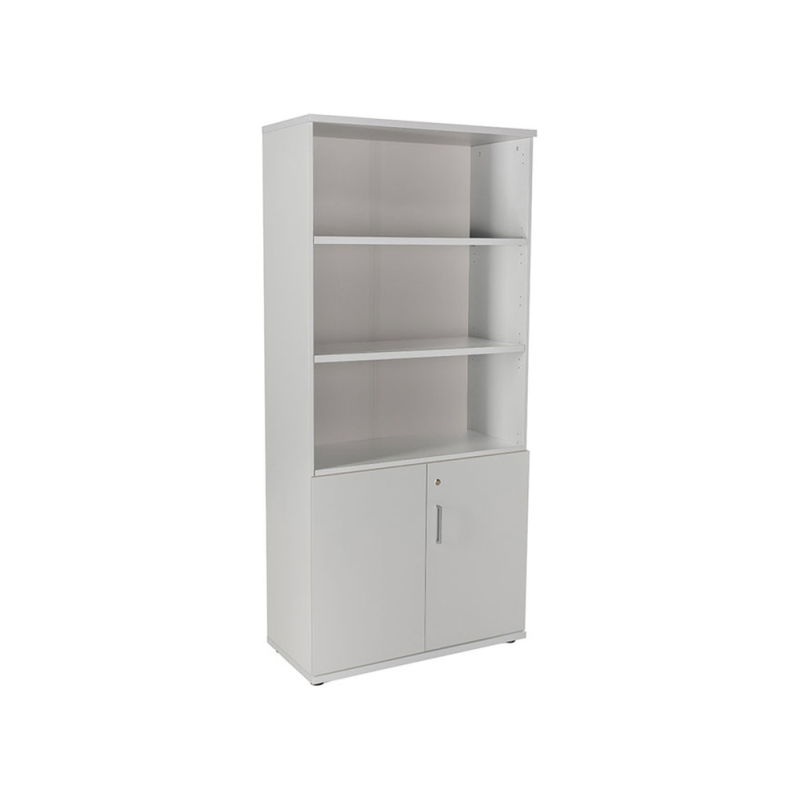Armario rocada con cuatro estantes y dos puertas inferiores serie store 195x90x45 cm acabado gris/gris