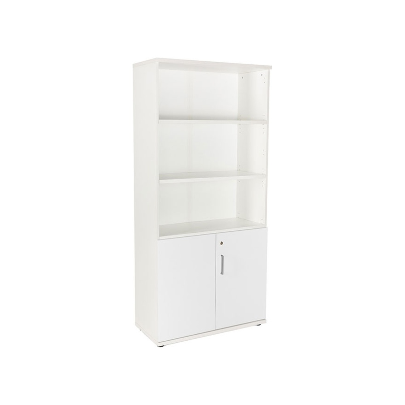 Armario rocada con cuatro estantes y dos puertas inferiores serie store 195x90x45 cm acabado bco/bco