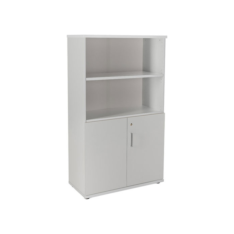 Armario rocada con tres estantes y dos puertas inferiores serie store 156x90x45 cm acabado gris/gris