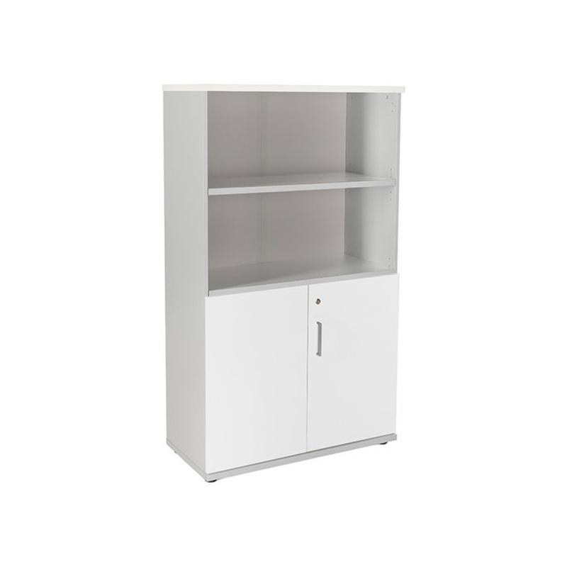 Armario rocada con tres estantes y dos puertas inferiores serie store 156x90x45 cm acabado gris/bco