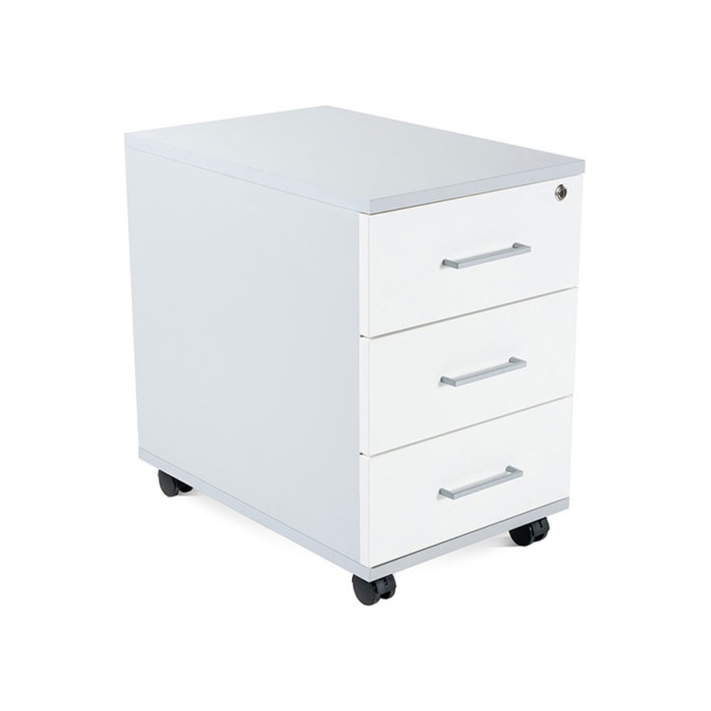 Cajonera rocada con tres cajones serie store 60x40x60 cm acabado gris/blanco