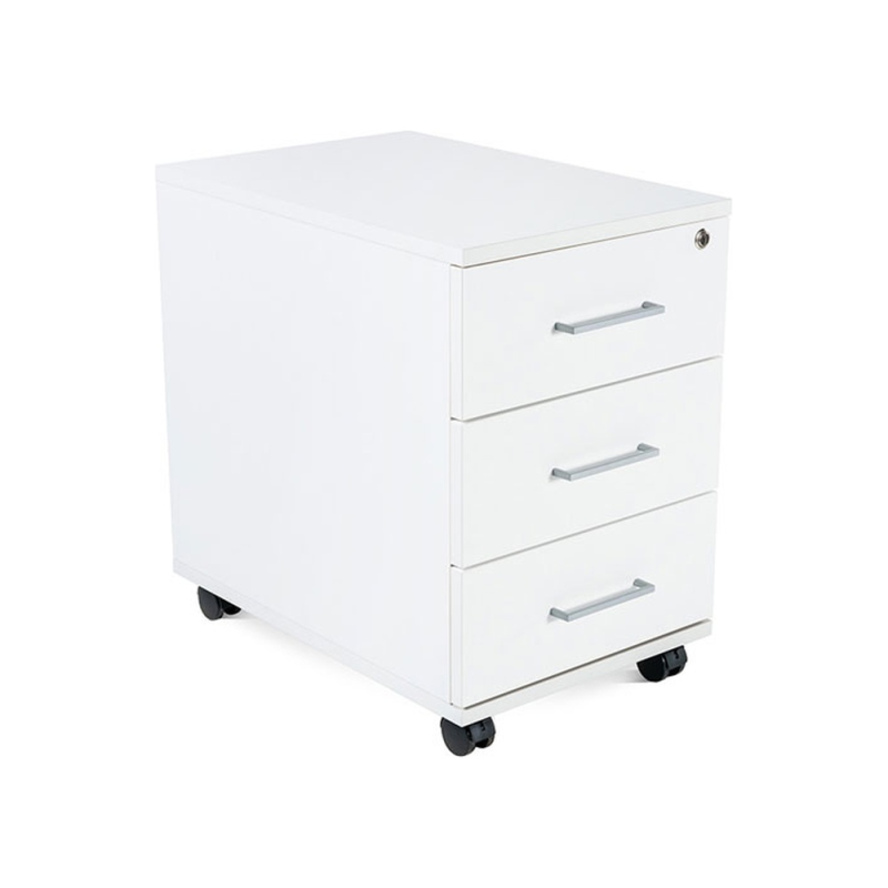 Cajonera rocada con tres cajones serie store 60x40x60 cm acabado blanco/blanco