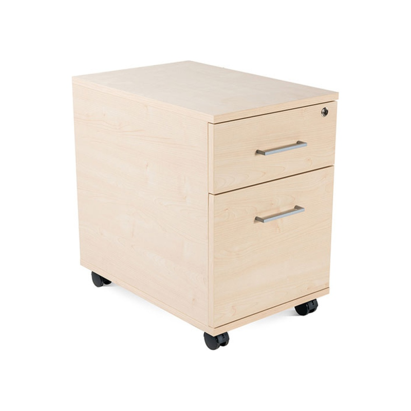 Cajonera rocada con un cajon y un carpetero serie store 60x40x60 cm acabado haya/haya