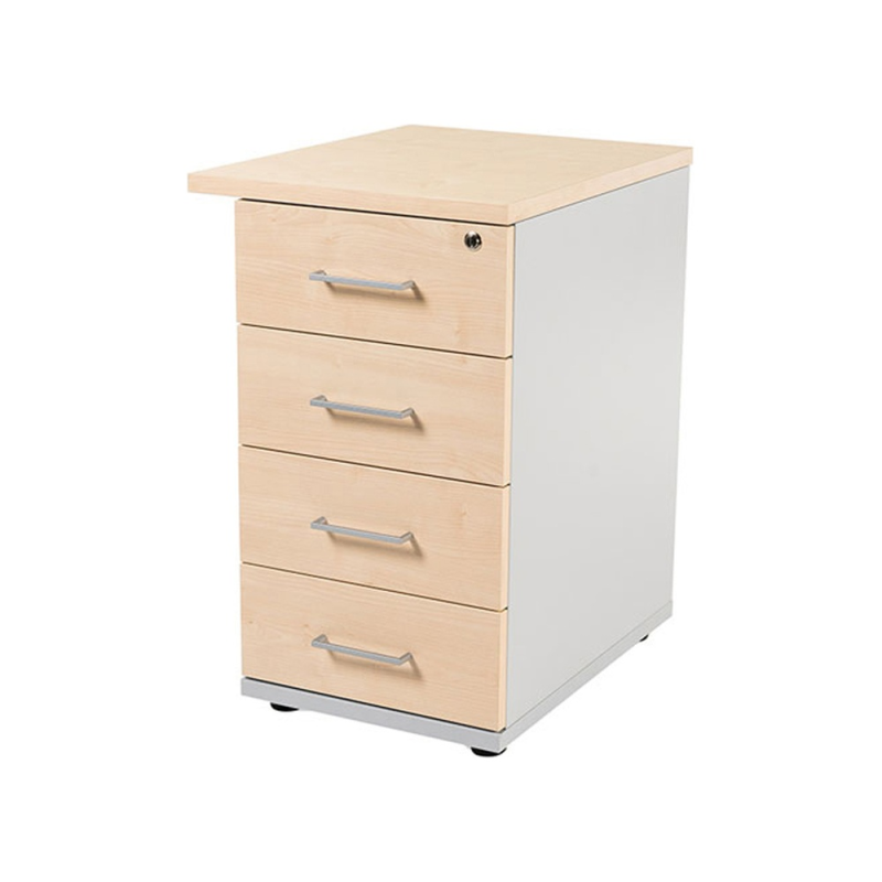 Cajonera rocada con cuatro cajones serie store 60x47x74 cm acabado gris/haya