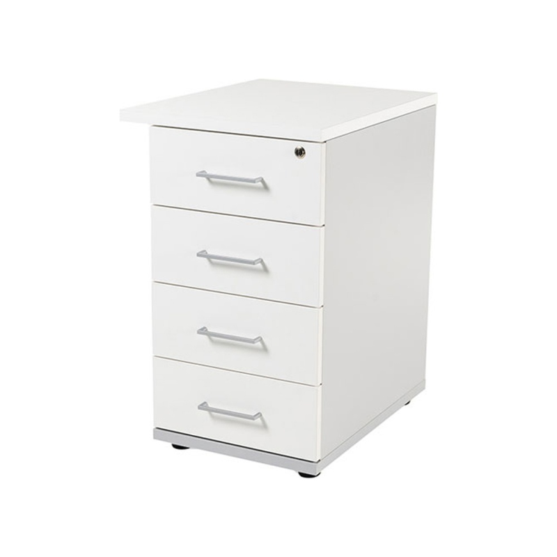 Cajonera rocada con cuatro cajones serie store 60x47x74 cm acabado gris/blanco