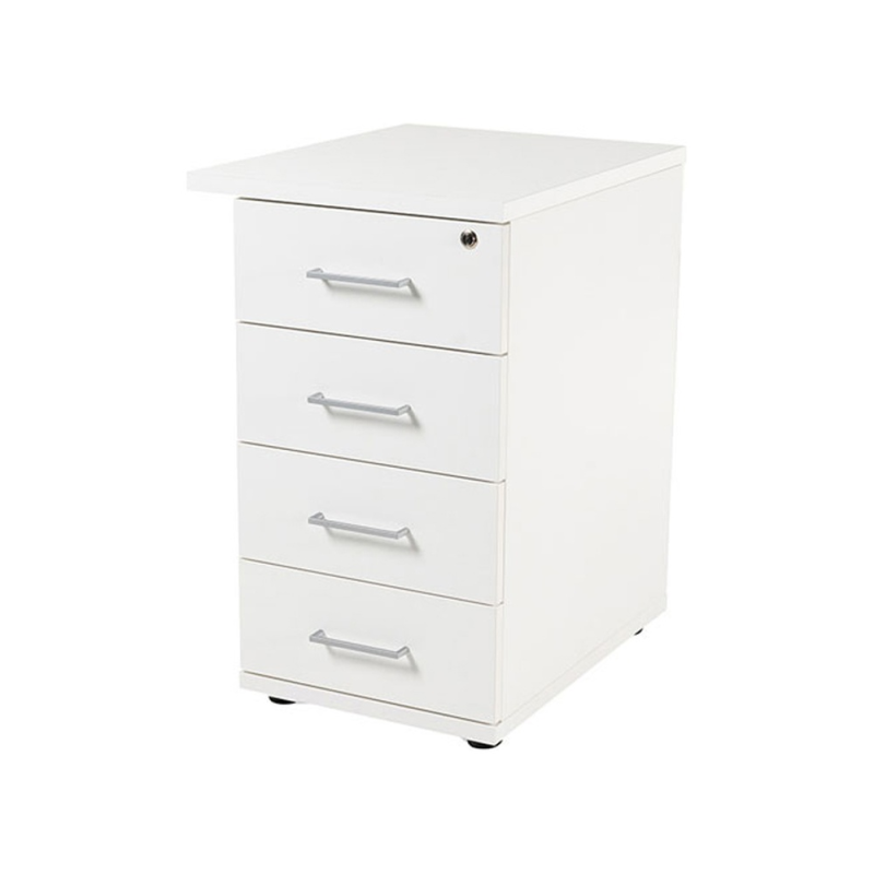 Cajonera rocada con cuatro cajones serie store 60x47x74 cm acabado blanco/blanco